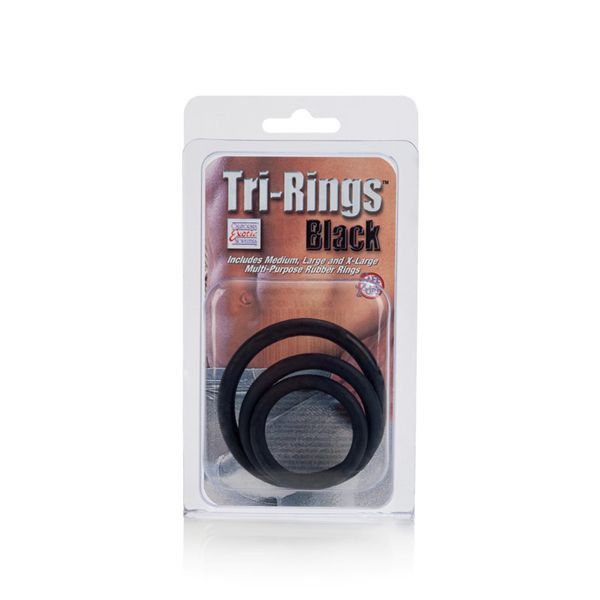 Набор чёрных эрекционных колец Tri-Ring, California Exotic Novelties