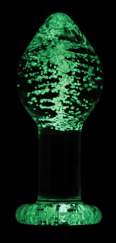 Прозрачная, светящаяся в темноте анальная пробка  Glass Plug Large - 9,7 см., NS Novelties