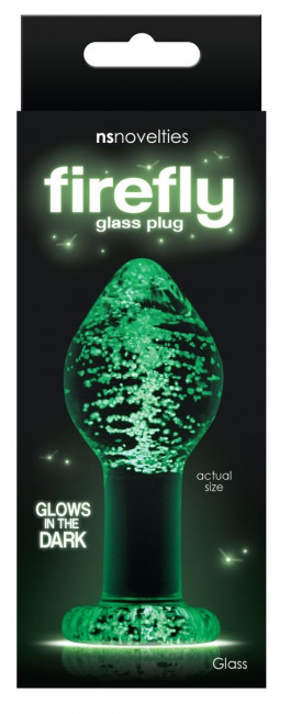 Прозрачная, светящаяся в темноте анальная пробка  Glass Plug Large - 9,7 см., NS Novelties