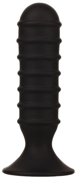 Чёрный силиконовый анальный массажер MENZSTUFF RIBBED TORPEDO DONG - 13 см., Dream Toys Чёрный силиконовый анальный массажер MENZSTUFF RIBBED TORPEDO DONG - 13 см., Dream Toys