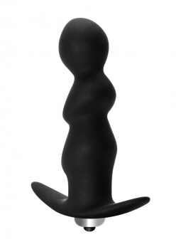 Чёрная фигурная анальная вибропробка Spiral Anal Plug - 12 см., Lola toys