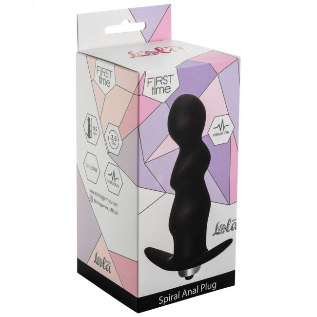 Чёрная фигурная анальная вибропробка Spiral Anal Plug - 12 см., Lola toys Чёрная фигурная анальная вибропробка Spiral Anal Plug - 12 см., Lola toys