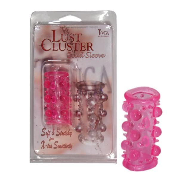 Эластичная розовая насадка с шипами и шишечками JELLY JOY LUST CLUSTER PINK, Tonga