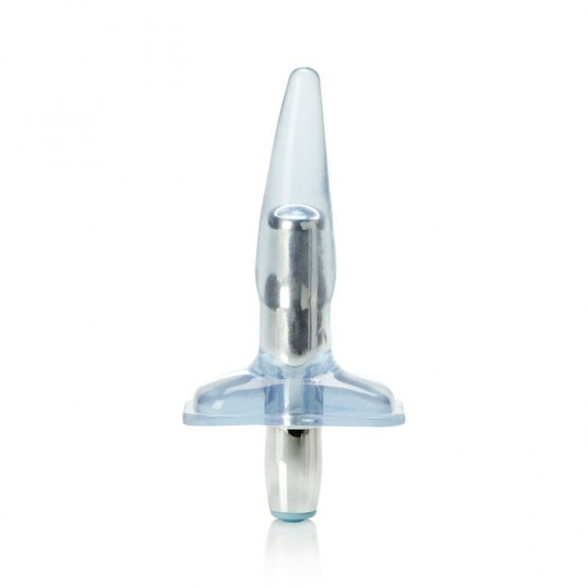 Голубая анальная пробка Vibrating High Intensity Probe - 9,5 см., California Exotic Novelties
