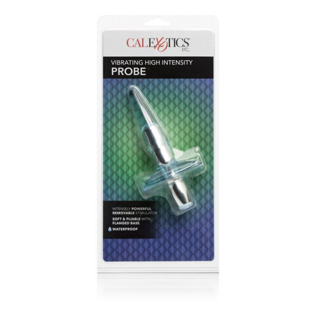 Голубая анальная пробка Vibrating High Intensity Probe - 9,5 см., California Exotic Novelties