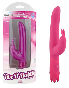Розовый вибростимулятор 10 Function Vibe-O rabbit - 21 см., Howells