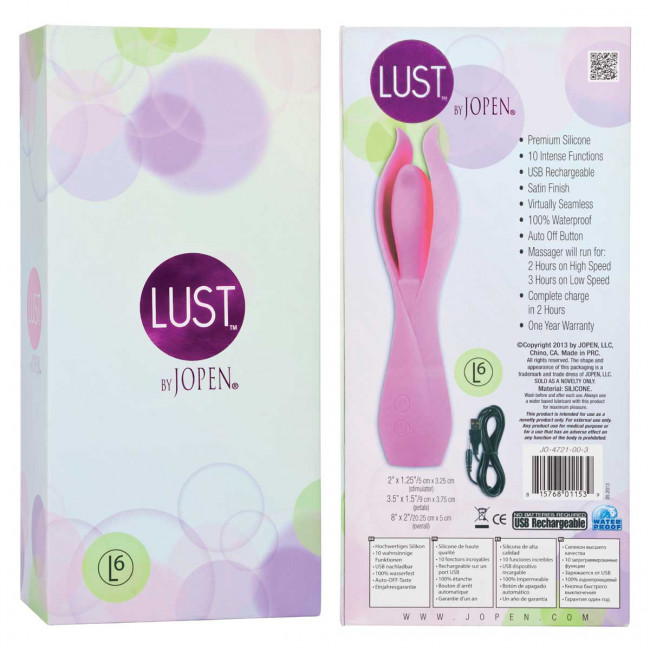 Большой розовый вибратор с лепестками Lust by JOPEN L6, Jopen