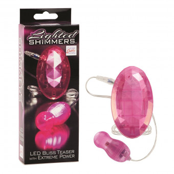Розовая вибропулька с пультом-кристаллом и светодиодами Lighted Shimmers LED Bliss Teasers, California Exotic Novelties