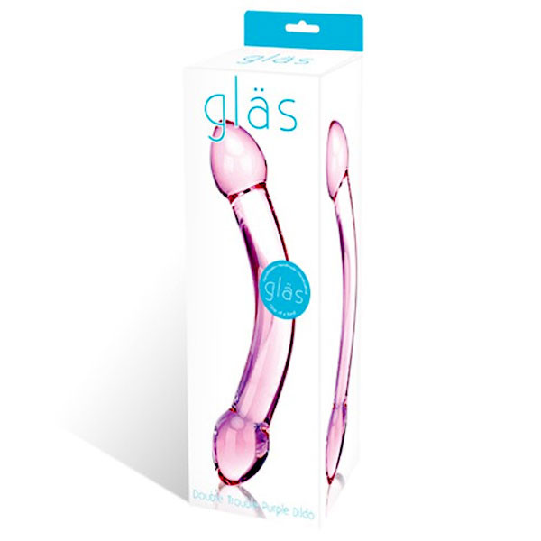 Изогнутый двухголовый стимулятор из стекла, 19 см., Glas