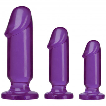 Набор из трех фиолетовых анальных фаллоимитаторов Crystal Jellies Anal Starter Kit, Doc Johnson