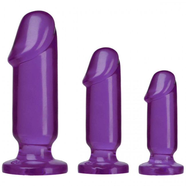 Набор из трех фиолетовых анальных фаллоимитаторов Crystal Jellies Anal Starter Kit, Doc Johnson