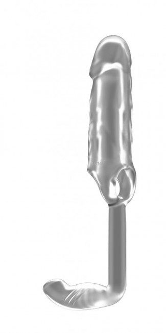Прозрачная насадка с анальной вставкой Stretchy Penis Exten and Plug  No.38, Shots Media BV