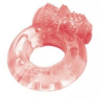 Оранжевое эрекционное виброкольцо Simple & True Vibrating E Ring Butterfly , BMS Factory
