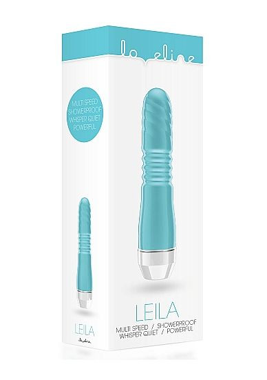 Бирюзовый вибратор Leila с рёбрышками посередине - 15 см., Shots Media BV