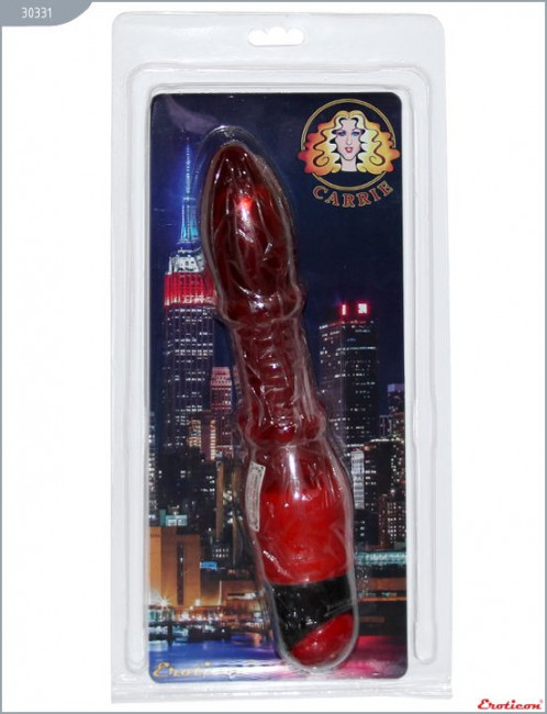 Красный гелевый вибратор Carrie - 25 см., Eroticon