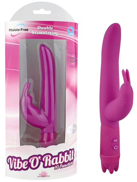Пурпурный вибростимулятор 10 Function Vibe-O rabbit - 21 см., Howells Пурпурный вибростимулятор 10 Function Vibe-O rabbit - 21 см., Howells