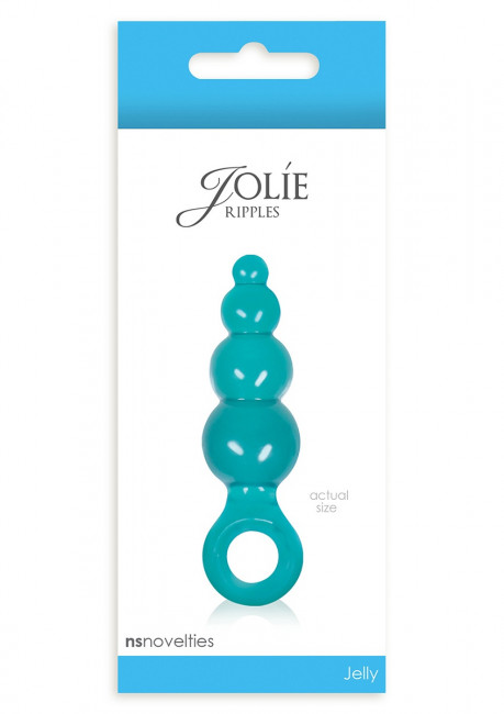 Бирюзовая миниатюрная анальная пробка Jolie - Ripples, NS Novelties