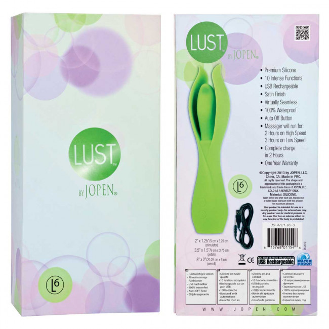 Большой зеленый вибратор с лепестками Lust by JOPEN L6, Jopen
