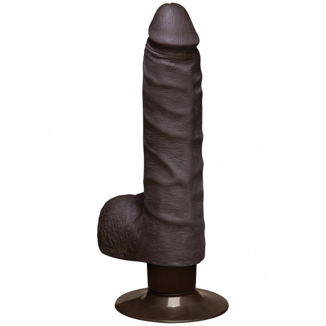 Коричневый вибромассажер The Realistic Cock ULTRASKYN Vibrating 7” Slim - 22,1 см., Doc Johnson Коричневый вибромассажер The Realistic Cock ULTRASKYN Vibrating 7” Slim - 22,1 см., Doc Johnson