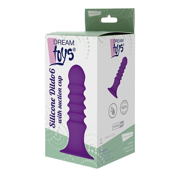 Фиолетовый ребристый анальный стимулятор RIBBED PLUG - 13,5 см., Dream Toys