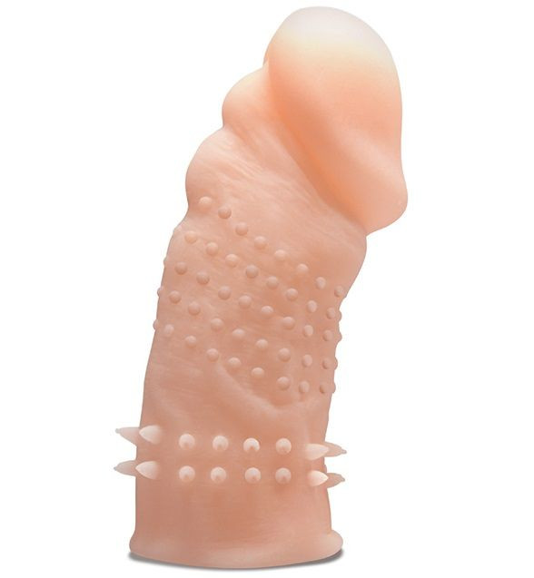 Телесная насадка с точками и шипами Performance Studded Sleeve - 14,6 см., Blush Novelties