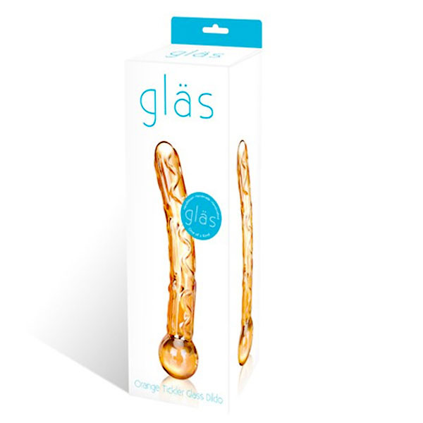 Золотистый стеклянный изогнутый фаллоимитатор, Glas
