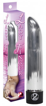 Серебристый вибратор  Ladyfinger со скошенным кончиком - 13 см., Orion