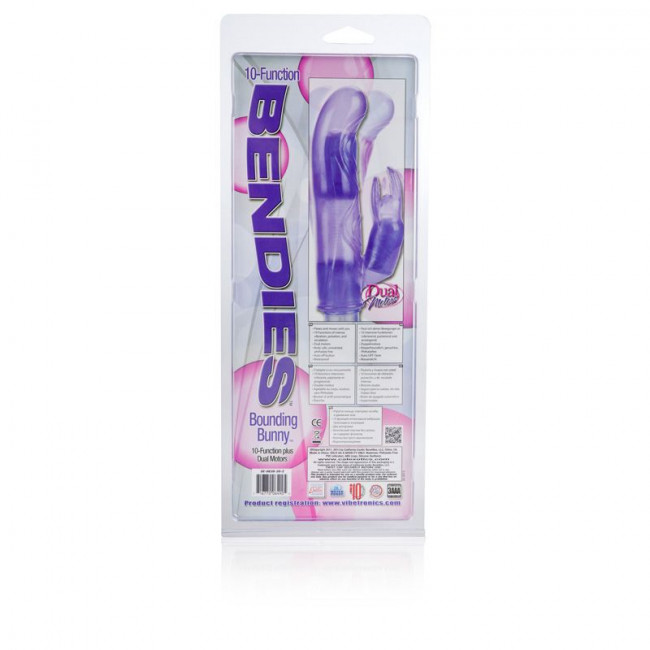 Фиолетовый вибромассажер 10-Function Bendie Bounding Bunny Vibes - 22,8 см., California Exotic Novelties Фиолетовый вибромассажер 10-Function Bendie Bounding Bunny Vibes - 22,8 см., California Exotic Novelties