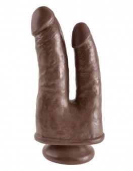 Коричневый анально-вагинальный фаллоимитатор Double Penetrator - 20,9 см., Pipedream