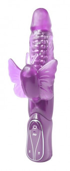Соблазнительный ротатор со стимуляцией клитора PREMIUM RANGE DREAM 7 BUTTERFLY - 22 см., Seven Creations