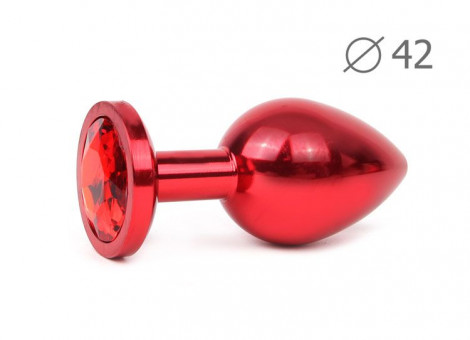 Коническая красная анальная втулка с красным кристаллом - 9,3 см. , Anal Jewelry Plug