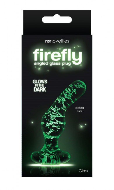 Стеклянная, светящаяся в темноте пробка FIREFLY GLASS ANGLED PLUG - 11 см.