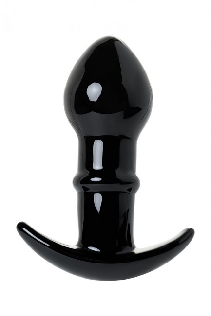 Черная стеклянная анальная втулка Sexus Glass с ограничителем - 11,5 см., Sexus
