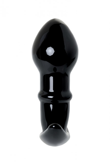 Черная стеклянная анальная втулка Sexus Glass с ограничителем - 11,5 см., Sexus