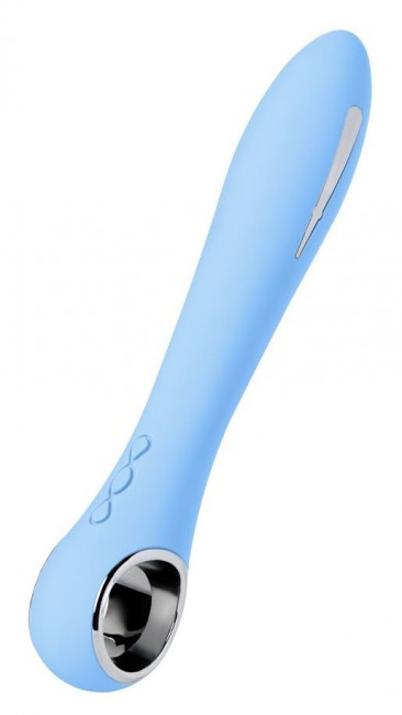 Голубой силиконовый вибратор с электростимуляцией GALVANI VIBE - 21 см., ToyFa