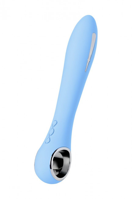Голубой силиконовый вибратор с электростимуляцией GALVANI VIBE - 21 см., ToyFa