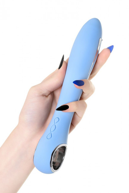 Голубой силиконовый вибратор с электростимуляцией GALVANI VIBE - 21 см., ToyFa