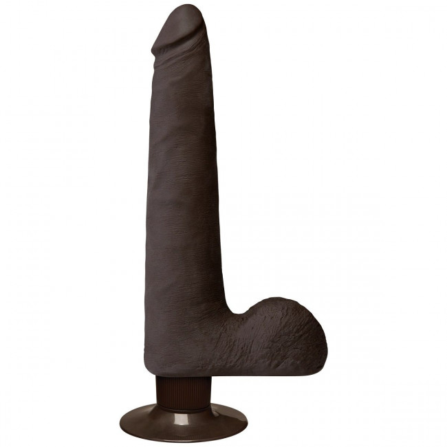 Коричневый вибратор-реалистик The Realistic Cock ULTRASKYN Vibrating 9” Slim - 26,1 см., Doc Johnson