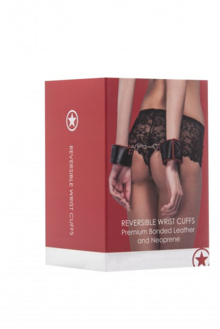 Чёрно-красные двусторонние наручники Reversible Wrist Cuffs, Shots Media BV