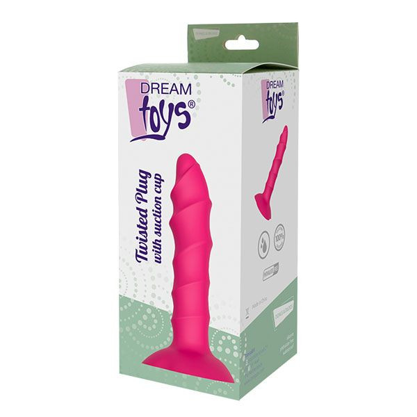 Розовый ребристый анальный фаллоимитатор TWISTED PLUG - 14 см. , Dream Toys
