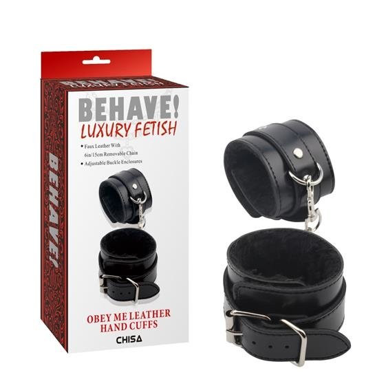 Черные наручники Obey Me Leather Hand Cuffs Черные наручники Obey Me Leather Hand Cuffs