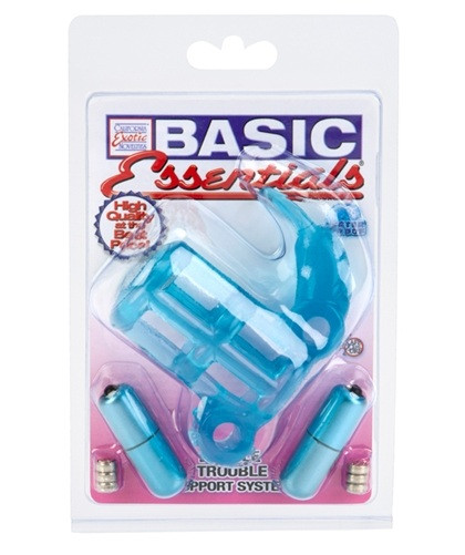 Эрекционное кольцо с 2 вибраторами BASIC ESSENTIAL, California Exotic Novelties