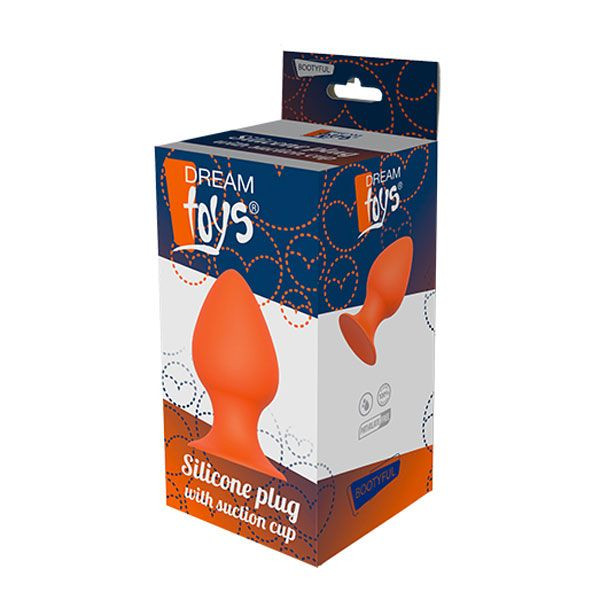 Оранжевая анальная пробка PLUG WITH SUCTION CUP - 7,7 см., Dream Toys