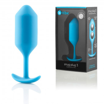 Голубая пробка для ношения B-vibe Snug Plug 3 - 12,7 см., b-Vibe