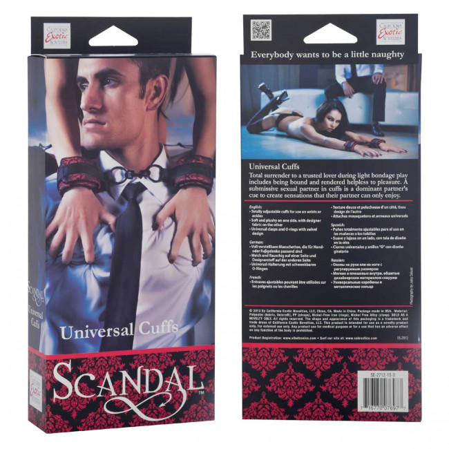 Атласные наручники Scandal Universal Cuffs с цепью, California Exotic Novelties