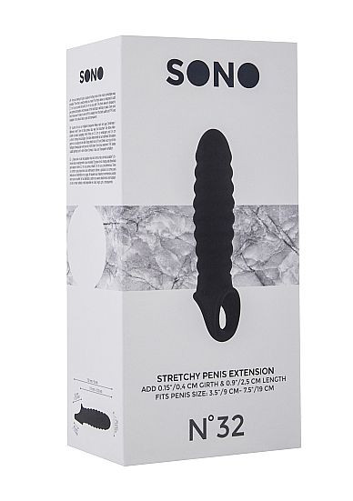 Чёрная ребристая насадка Stretchy Penis Extension No.32, Shots Media BV Чёрная ребристая насадка Stretchy Penis Extension No.32, Shots Media BV