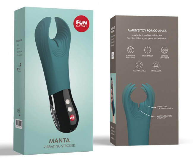 Бирюзовый фаллостимулятор Manta с вибрацией, Fun Factory