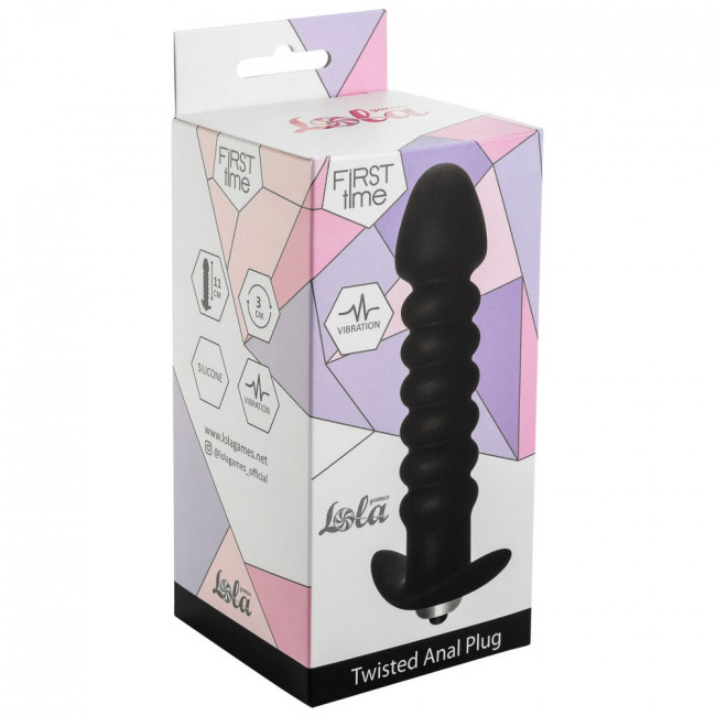 Чёрная анальная вибропробка Twisted Anal Plug - 13 см., Lola toys Чёрная анальная вибропробка Twisted Anal Plug - 13 см., Lola toys