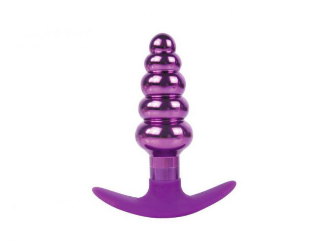 Фиолетовая анальная втулка в виде ёлочки - 10,9 см., Bior toys