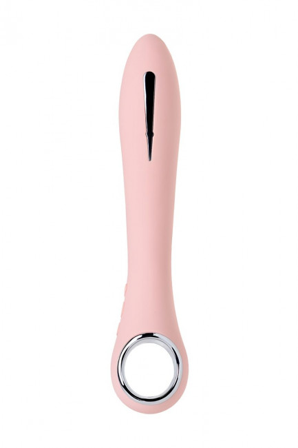 Розовый силиконовый вибратор с электростимуляцией GALVANI VIBE - 21 см., ToyFa